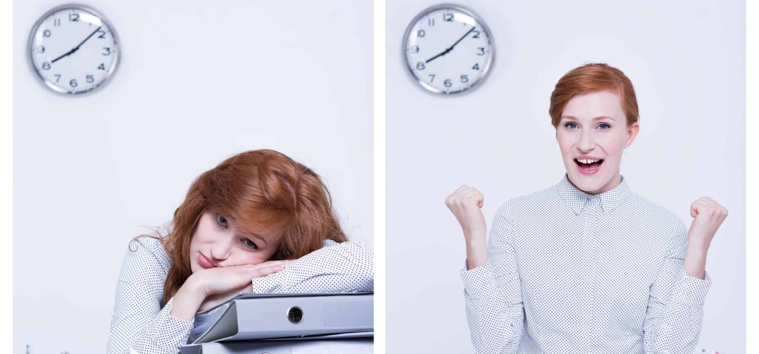 Overworked and efficient corporate worker sitting at desk